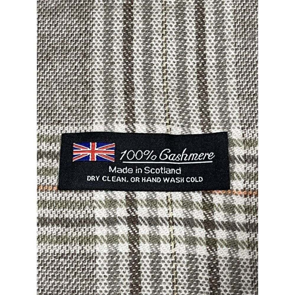 100% Cashmere Scarf Plaid Made in Scotland Fringe Winter Wrap Gray Lot Of 2 - Picture 3 of 5